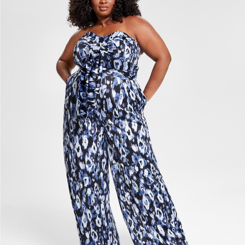 Stylish Blue and Black Patterned Jumpsuit